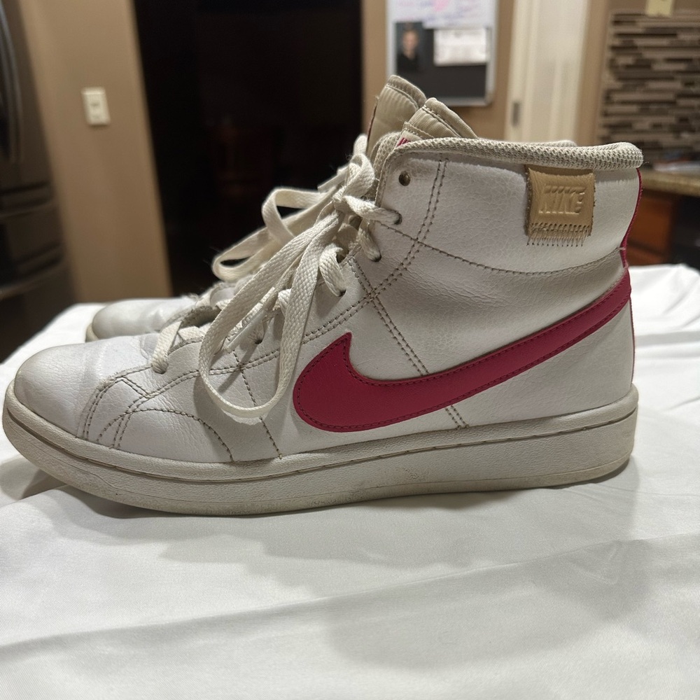 Nike high top pink swoosh